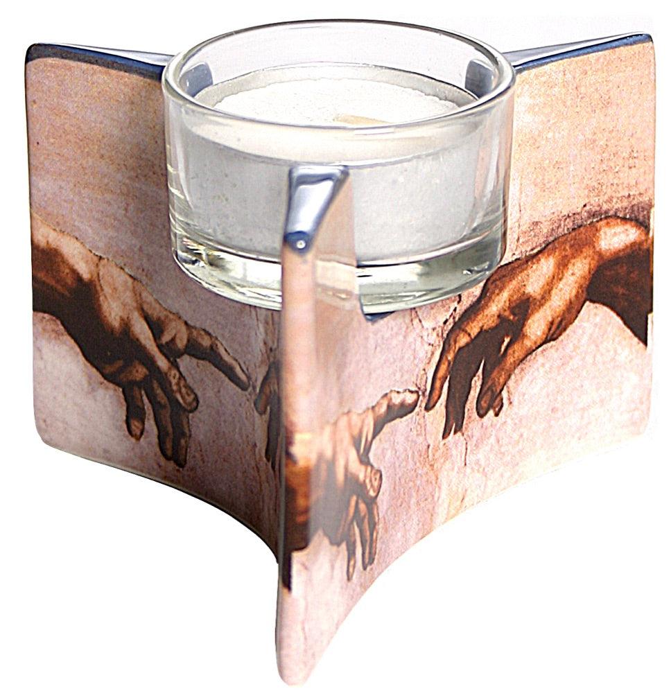 Michelangelo Creation Hands Ceramic Tealight Candleholder 3.5W - Museumize.com