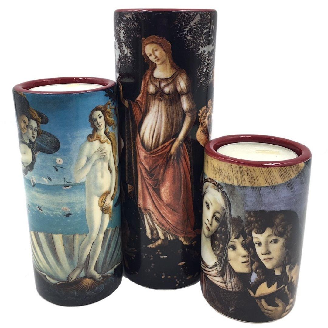 Botticelli Women Venus Three Graces Mary Tealight Ceramic Candleholder Set of Three 5.9H - Museumize.com