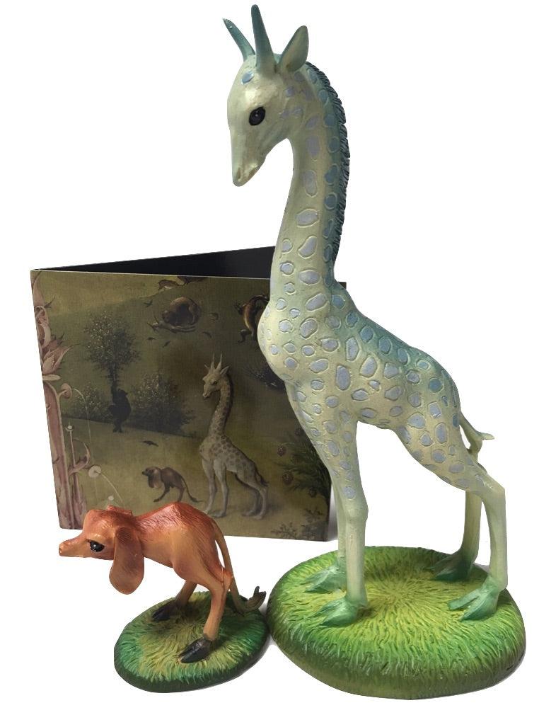 Giraffe and Two-Legged Dog Statue Set by Hieronymus Bosch 8.25H - Museumize.com