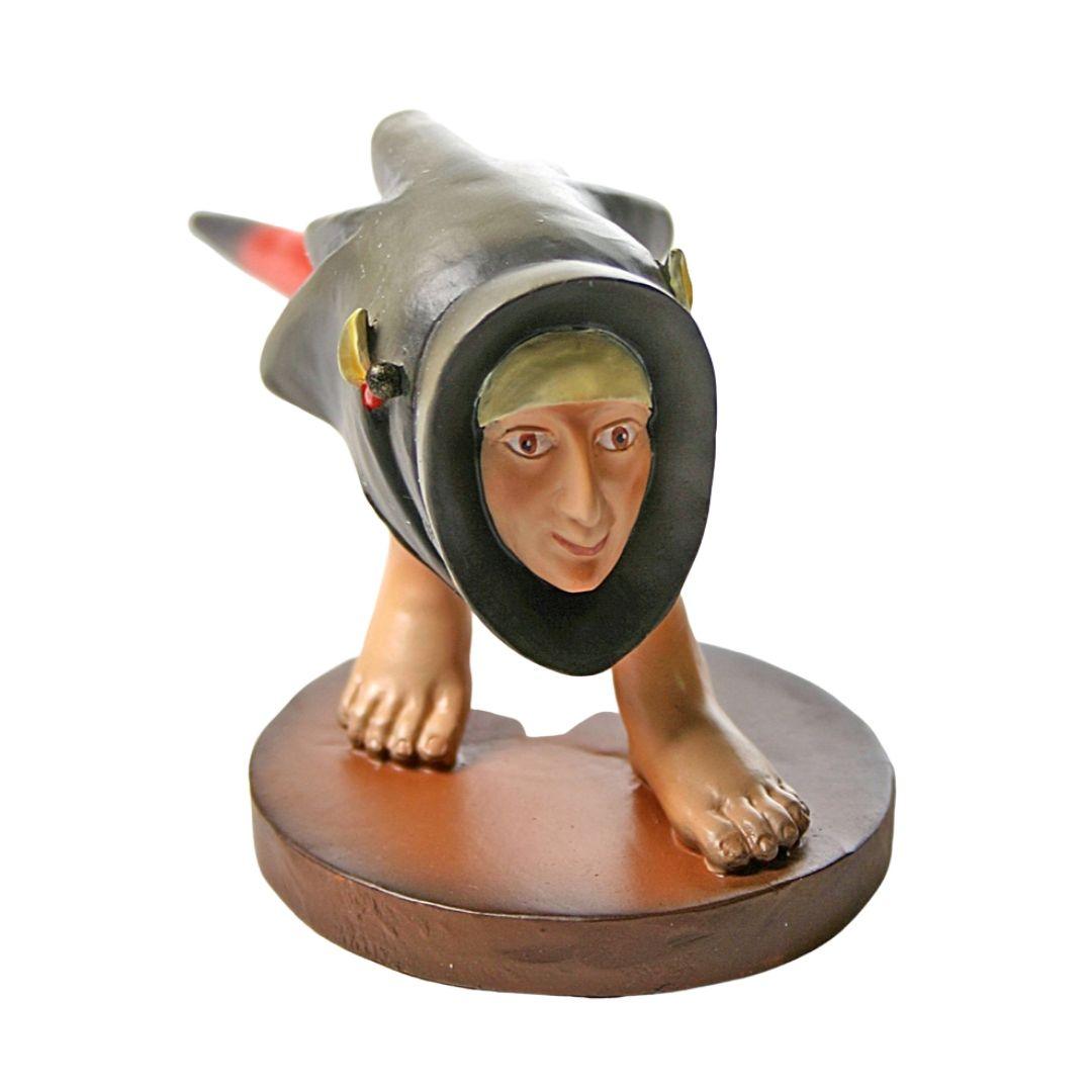 Headfooter Creature Statue Man with Feathers Fantasy by Hieronymus Bosch 2.5H - Museumize.com