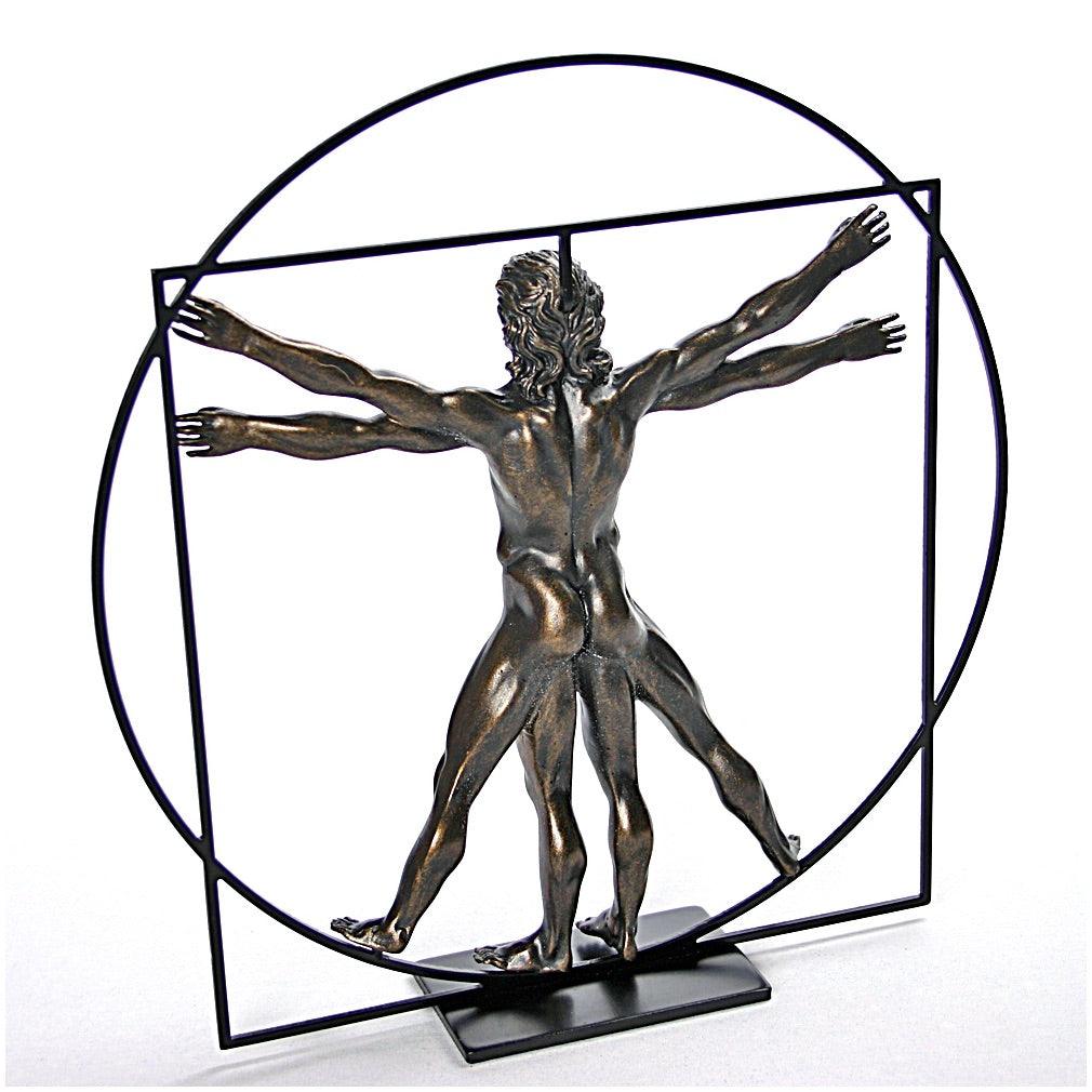 Vitruvian Universal Man Ideal Man Proportions Statue by DaVinci Bronze 8.5H - Museumize.com