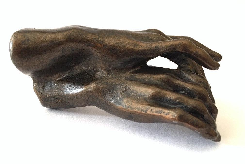 Two Holding Hands Small Figurine Expressive Statue by Rodin 3.75L - Museumize.com