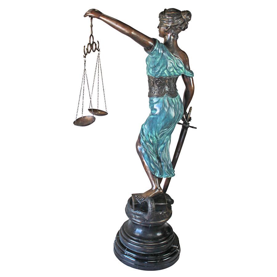 Giant Themis Blind Lady Goddess of Justice Lawyer Bronze Statue 56H - Museumize.com