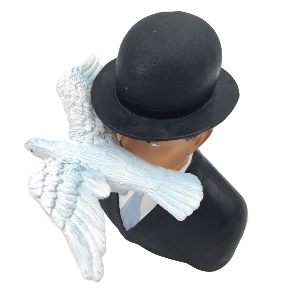 Magritte Man with Bowler Hat and Dove l'homme au chapeau melon Statue 6H