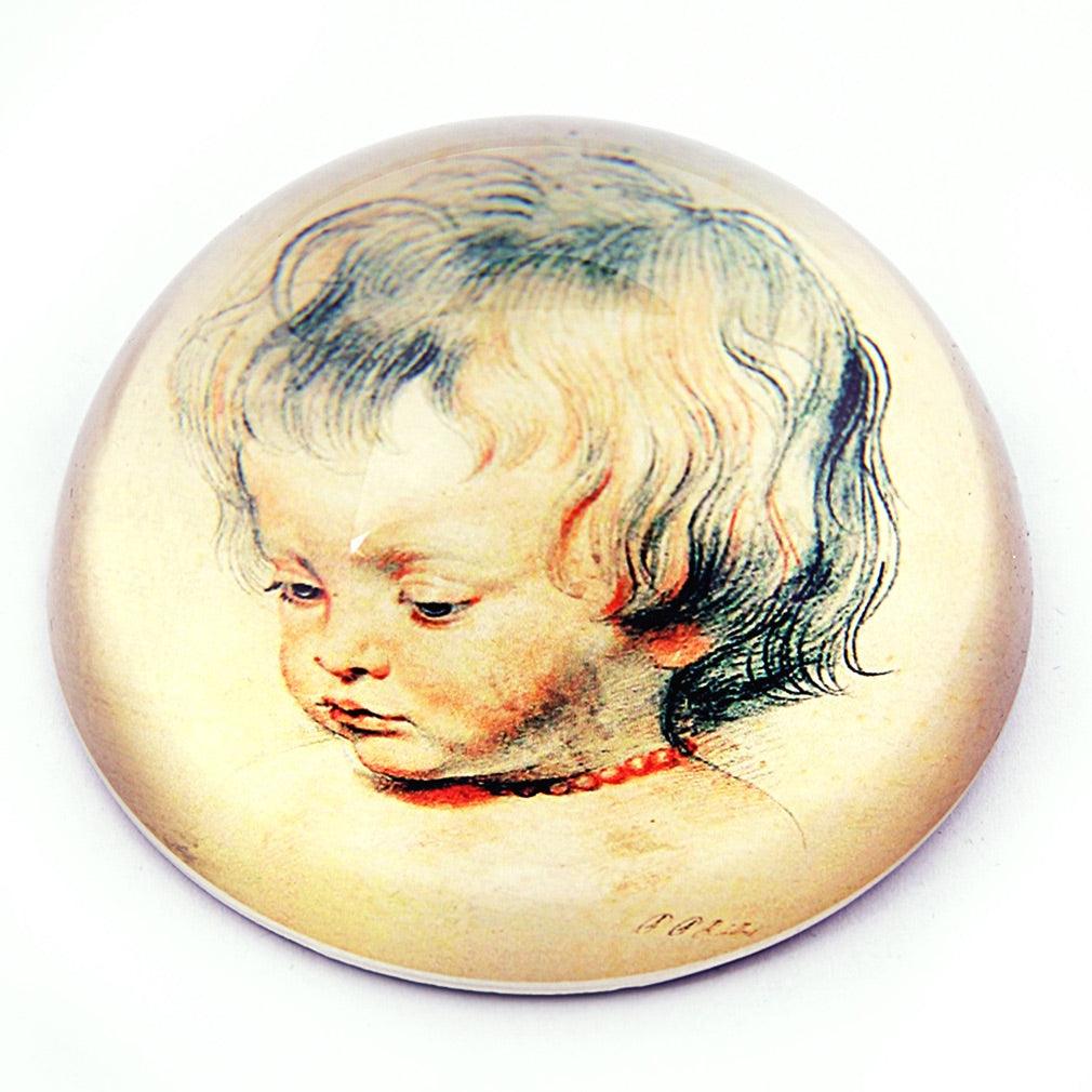 Baby Boy Drawing Nicholas Glass Paperweight by Peter Paul Rubens 3W attic - Museumize.com