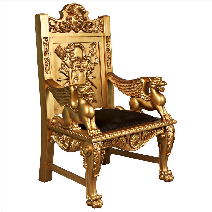 Alfred The Great Golden Throne Chair 47.5H x 31.5W - Museumize.com