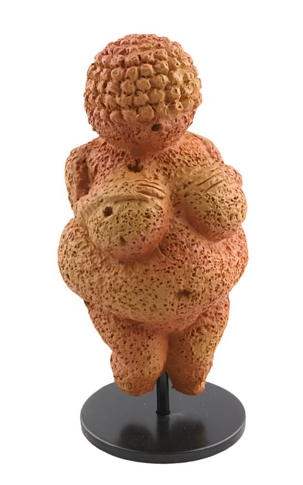 Miniature Venus of Willendorf Prehistoric Mother Goddess Statue Resin Aged Finish Detachable Metal Stand - Museumize.com