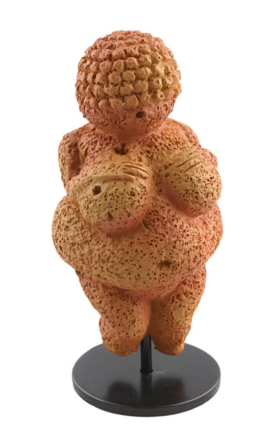 Miniature Venus of Willendorf Prehistoric Mother Goddess Statue Resin Aged Finish Detachable Metal Stand