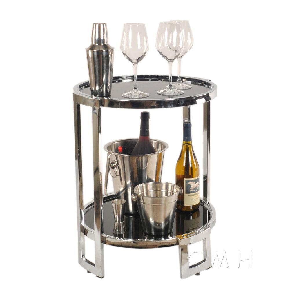 Chrome Round Modern Beverage End Table 22H - Museumize.com