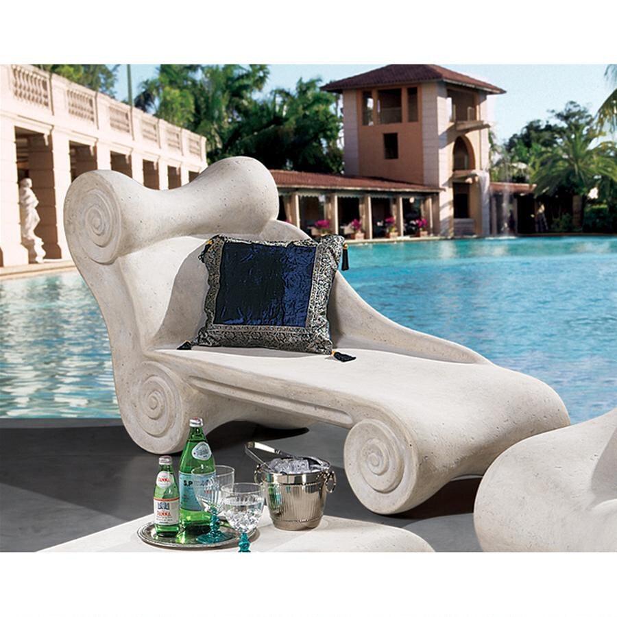 Hadrians Villa Scroll Chaise Lounge for Pool Garden Classical 70W Frt-Nr - Museumize.com