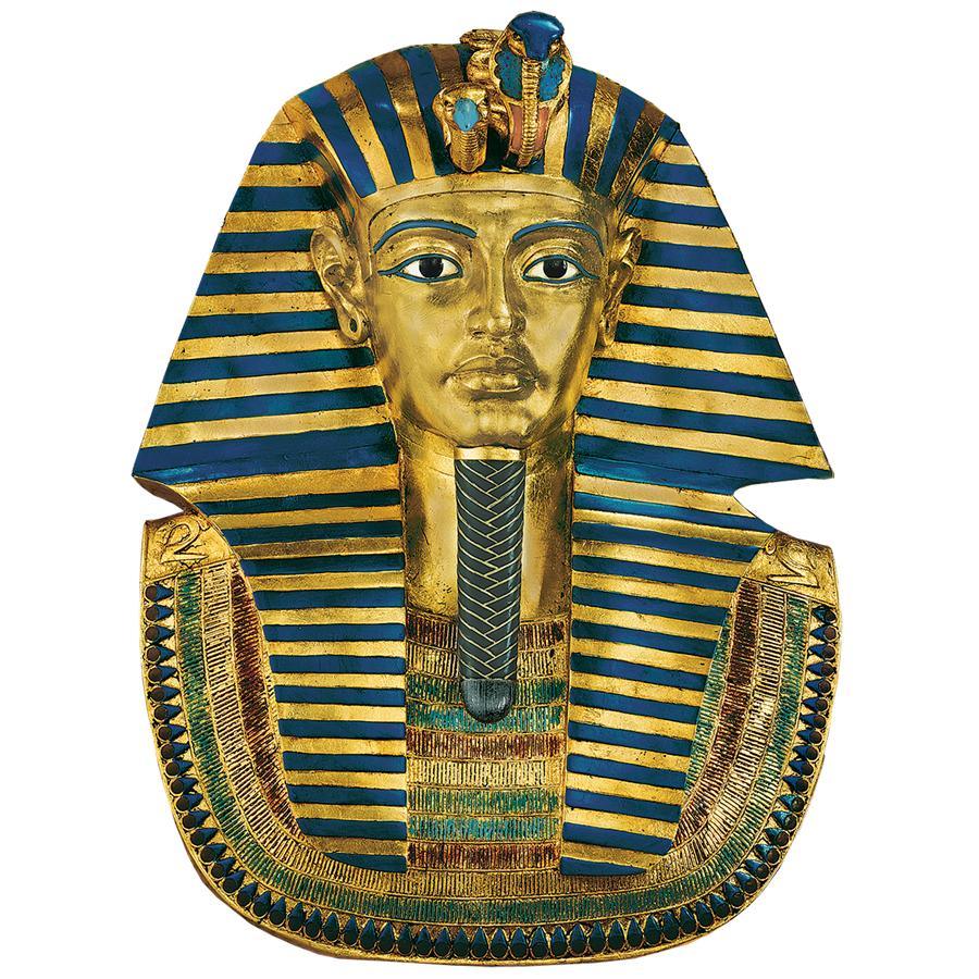 King Tutankhamen Face Historic Portrait Wall Sculpture Gold Finish 21.5H - Museumize.com