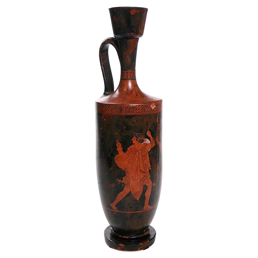 Athena Warrior Goddess Lekythos Greek Vase Red Figure Imported from Greece 23H - Museumize.com