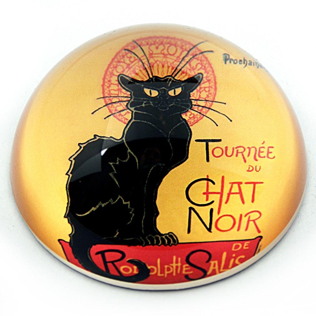 Black Cat Le Chat Noir Glass Desk Paperweight by Steinlen 3W - Museumize.com