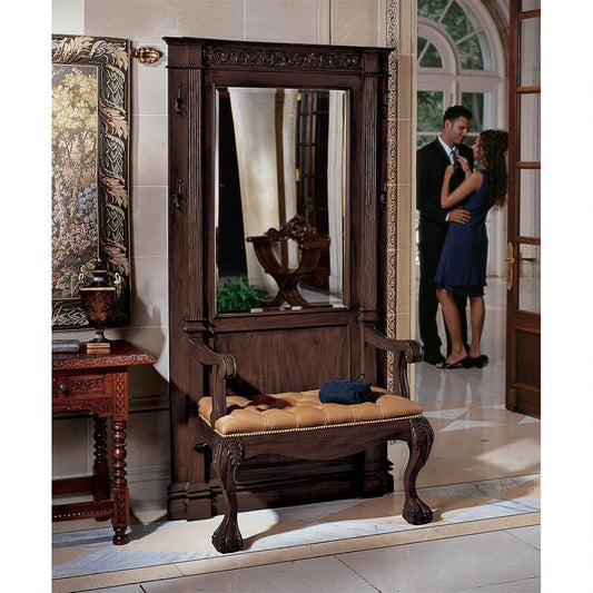 Regents Park Hall Entry Stand with Foyer Lion Claw Chair and Mirror 79.5H