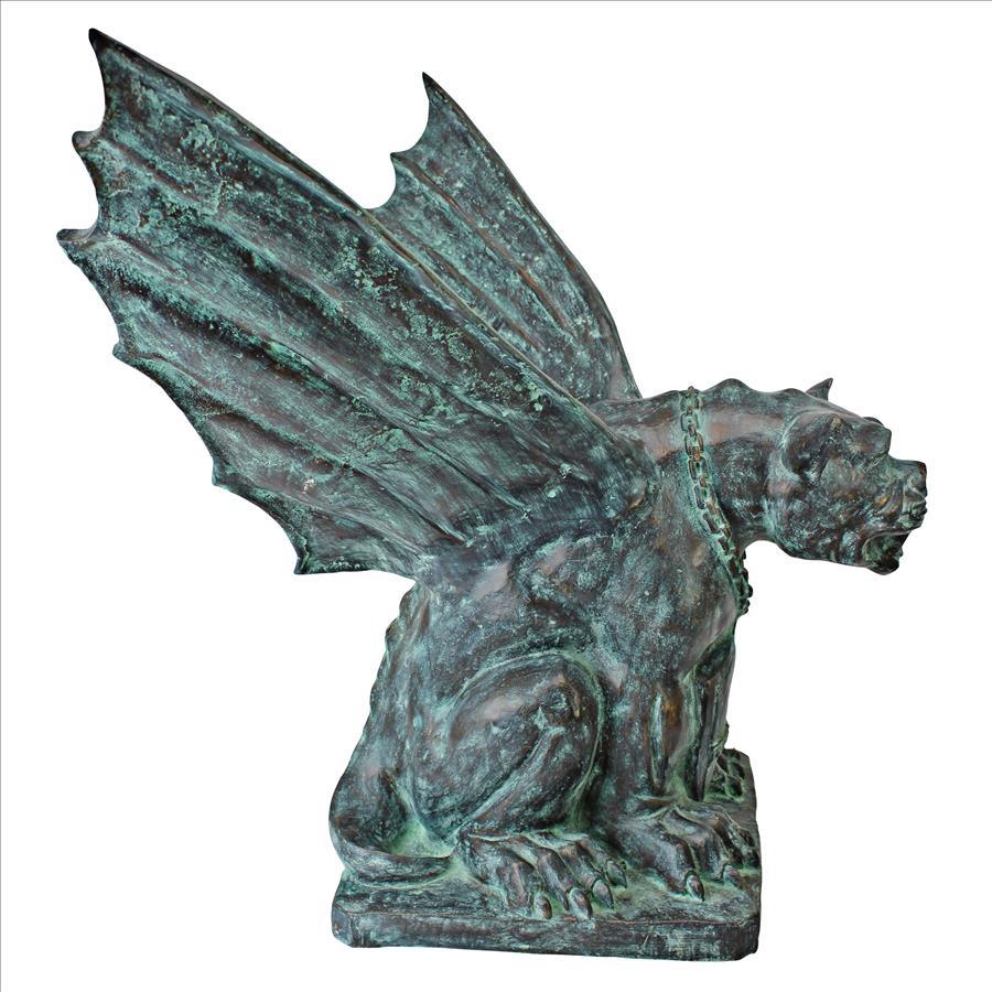 Winged Gargoyle of Naples Medieval Bronze Metal Garden Statue 22H - Museumize.com