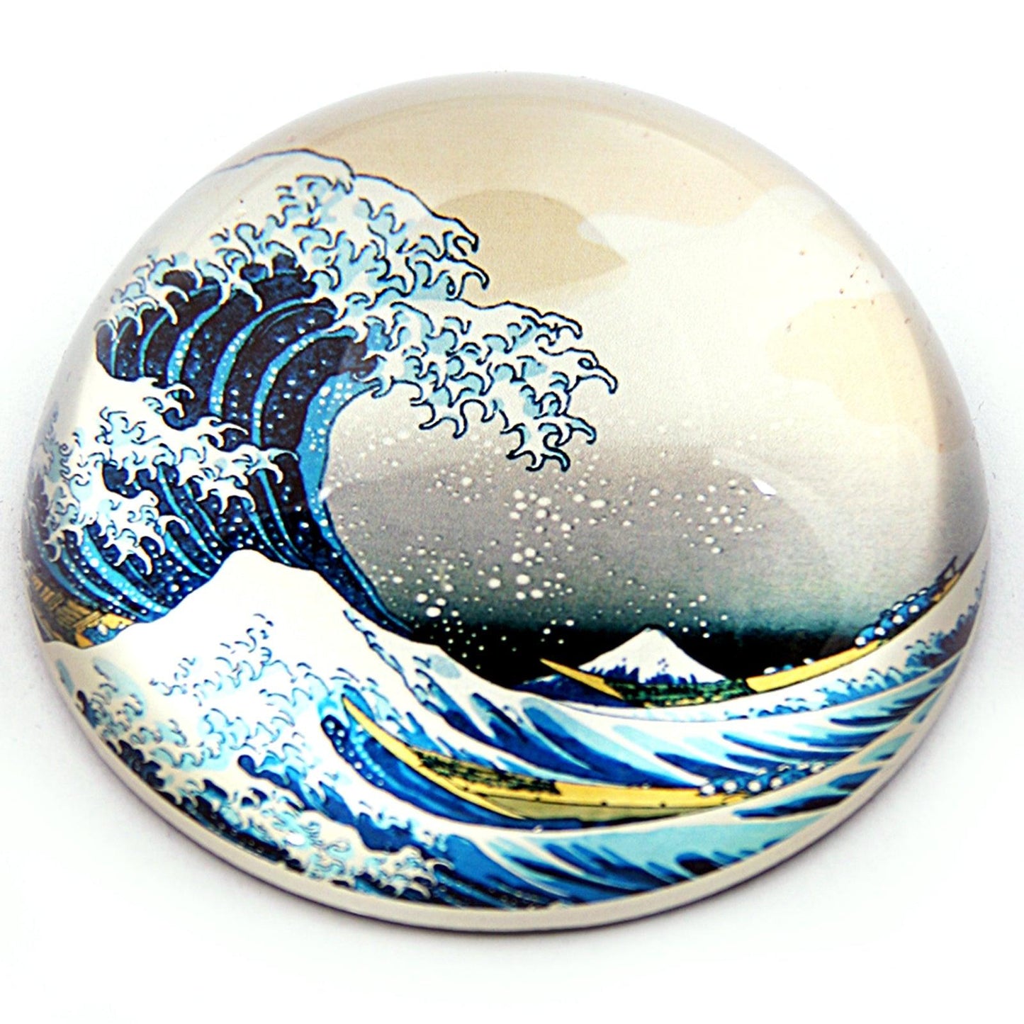 Great Wave Off Kanagawa Japanese Glass Desktop Paperweight by Hokusai 3W - Museumize.com