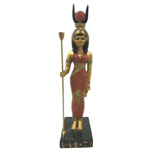 Isis Egyptian Mother Goddess Standing Holding Staff Sculpture 9.25H