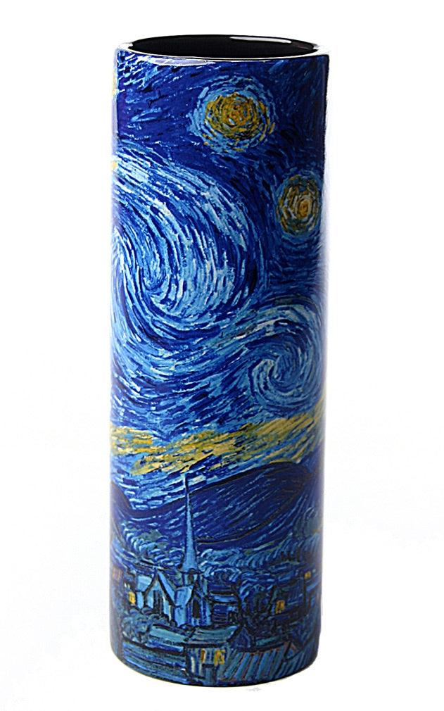 Van Gogh Starry Night Ceramic Flower Bud Vase Museum Painting on All Sides 7H - Museumize.com