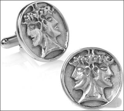 Janus Double Head Roman God of Beginnings Cufflinks, Assorted Colors - Museumize.com