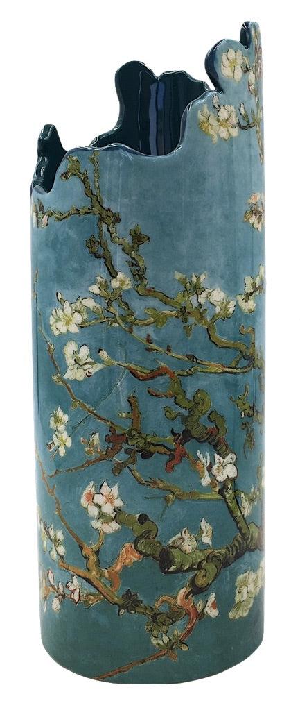 Van Gogh Almond Tree in Blossom Blue Grey Round Museum Art Ceramic Flower Vase 9H - Museumize.com