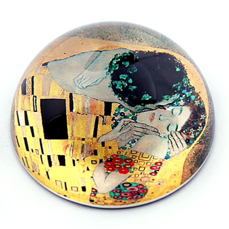 Klimt The Kiss Glass Desktop Glass Dome Paperweight by Parastone PKL1 3W - Museumize.com