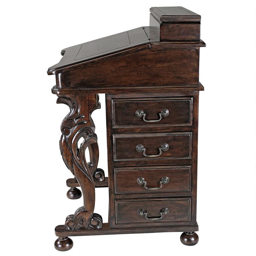 Desk Ship Captain Davenport Hinged Lid Four Drawers 33H - Museumize.com