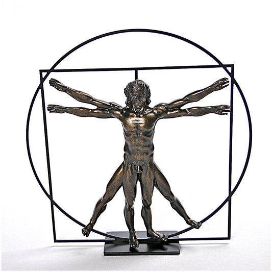 Vitruvian Universal Man Ideal Man Proportions Statue by DaVinci Bronze 8.5H