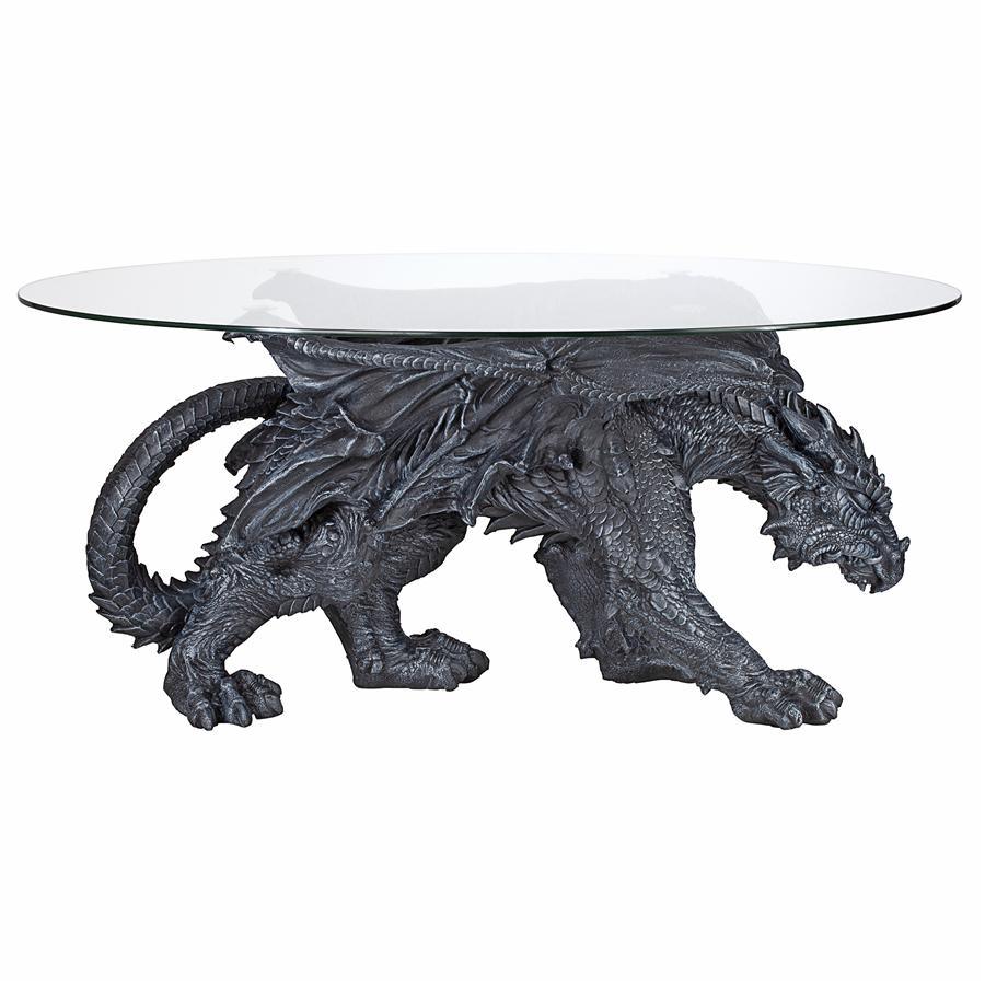 Coffee Table - Warwickshire Fierce Winged Dragon Medieval Beast 18H x 39W - Museumize.com