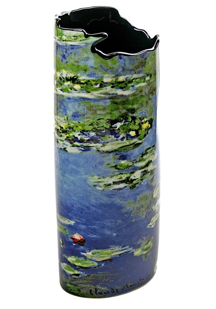 Waterlilles Blue Ceramic Museum Flower Vase by Monet 7.5H - Museumize.com