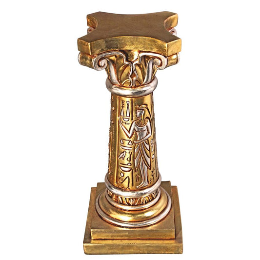 Egyptian Column Temple of Ramses Pedestal Display Base Golden 31.5H