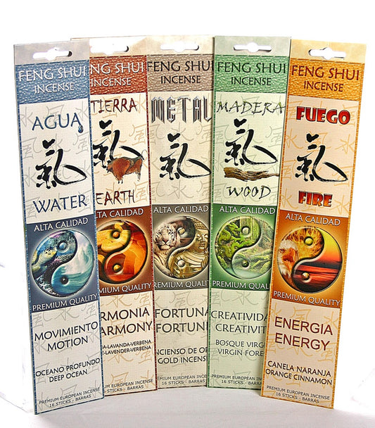 Feng Shui Incense Sticks 5 Scents (Earth Water Fire Wood Metal) by Flaires - Jumbo Pack