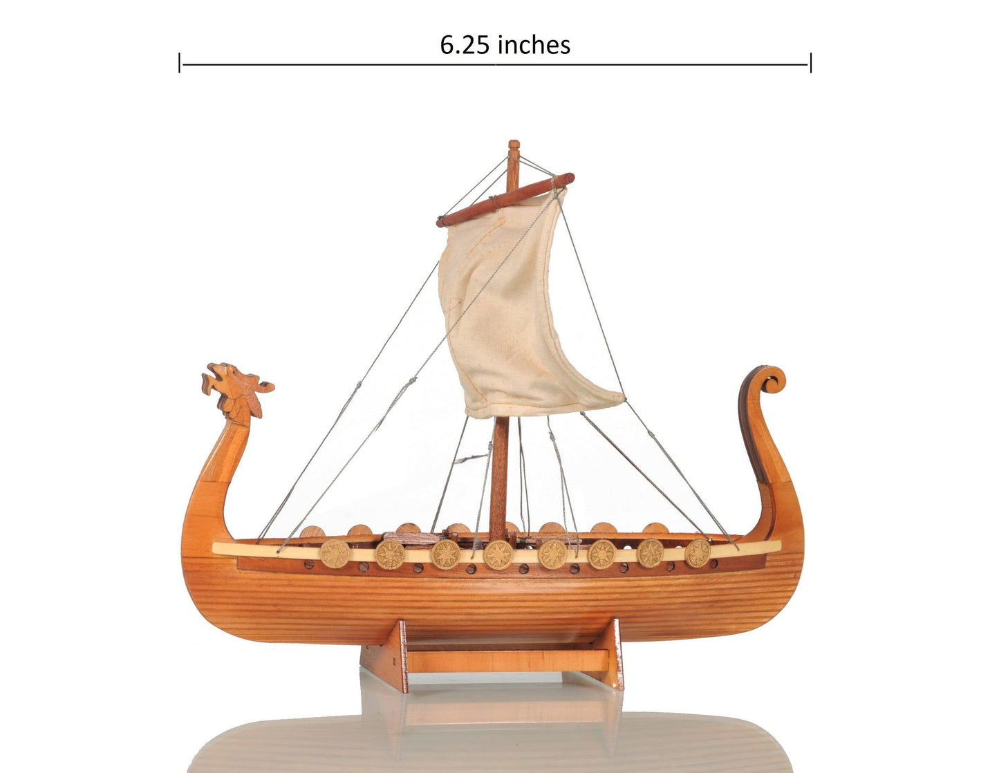 Viking Drakkar Longship Model Boat Wood Small 5.25H x 6.25L - Museumize.com