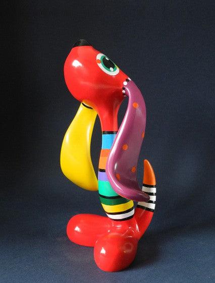 Jacky Zegers Rix Dog Long Ears Abstract Bright Colors Pop Art Statue 9H - Museumize.com