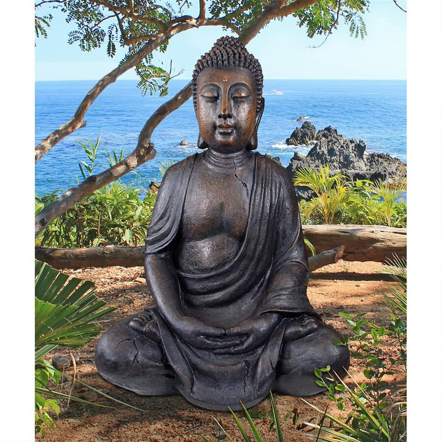 Large Meditation Garden Statue, 40-Inch Seated Decorative Figure