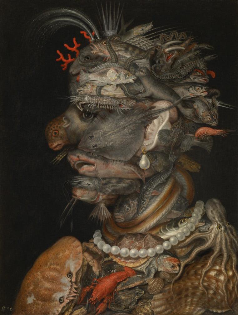 Fish Sea Life Composite Head Surreal Portrait Statue by Arcimboldo 4.5H - Museumize.com