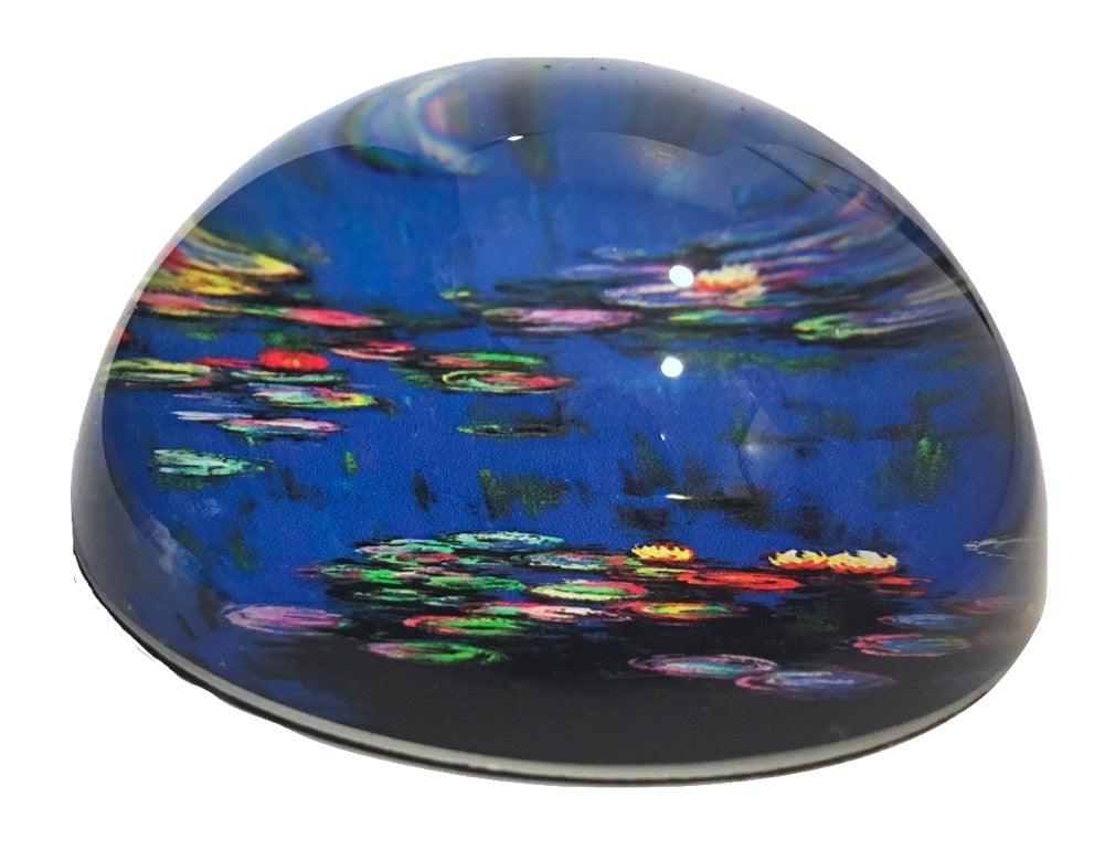 Monet Waterlilies Water Garden Blue Glass Dome Desk Museum Paperweight 3W - Museumize.com