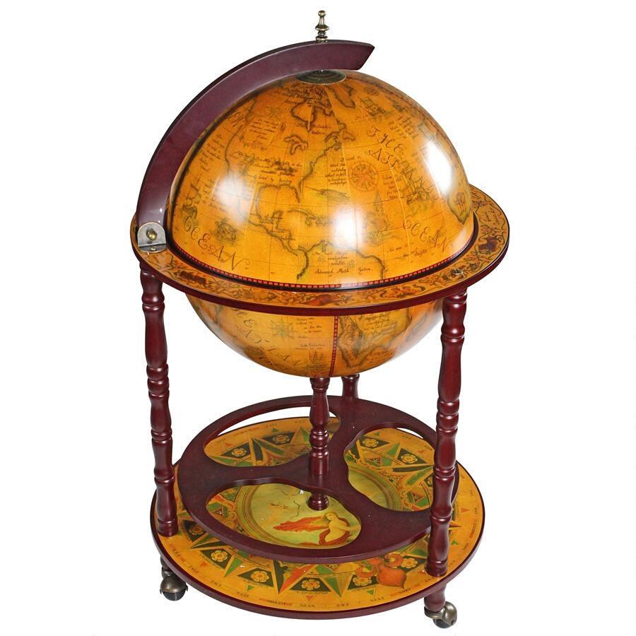 Italian Map Globe Opens into Drink Bar Storage World Explorer 38.5H - Museumize.com