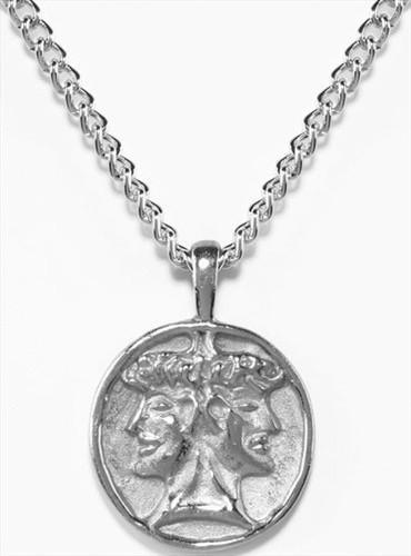 Etruscan Janus Double Headed Roman Pendant Necklace, Gold or Silver Plate - Museumize.com