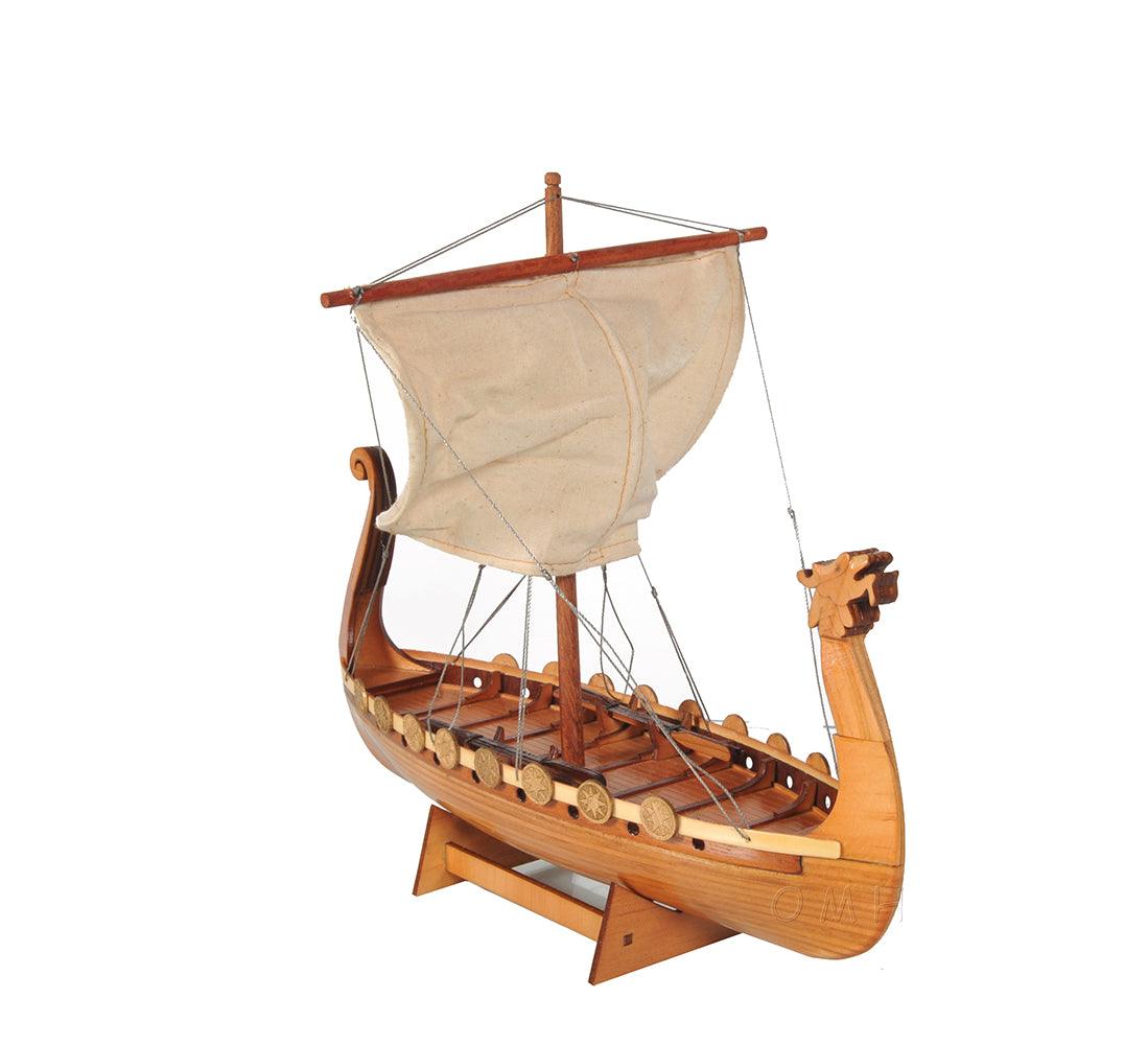 Viking Drakkar Longship Model Boat Cream Sail 10H x 12L - Museumize.com