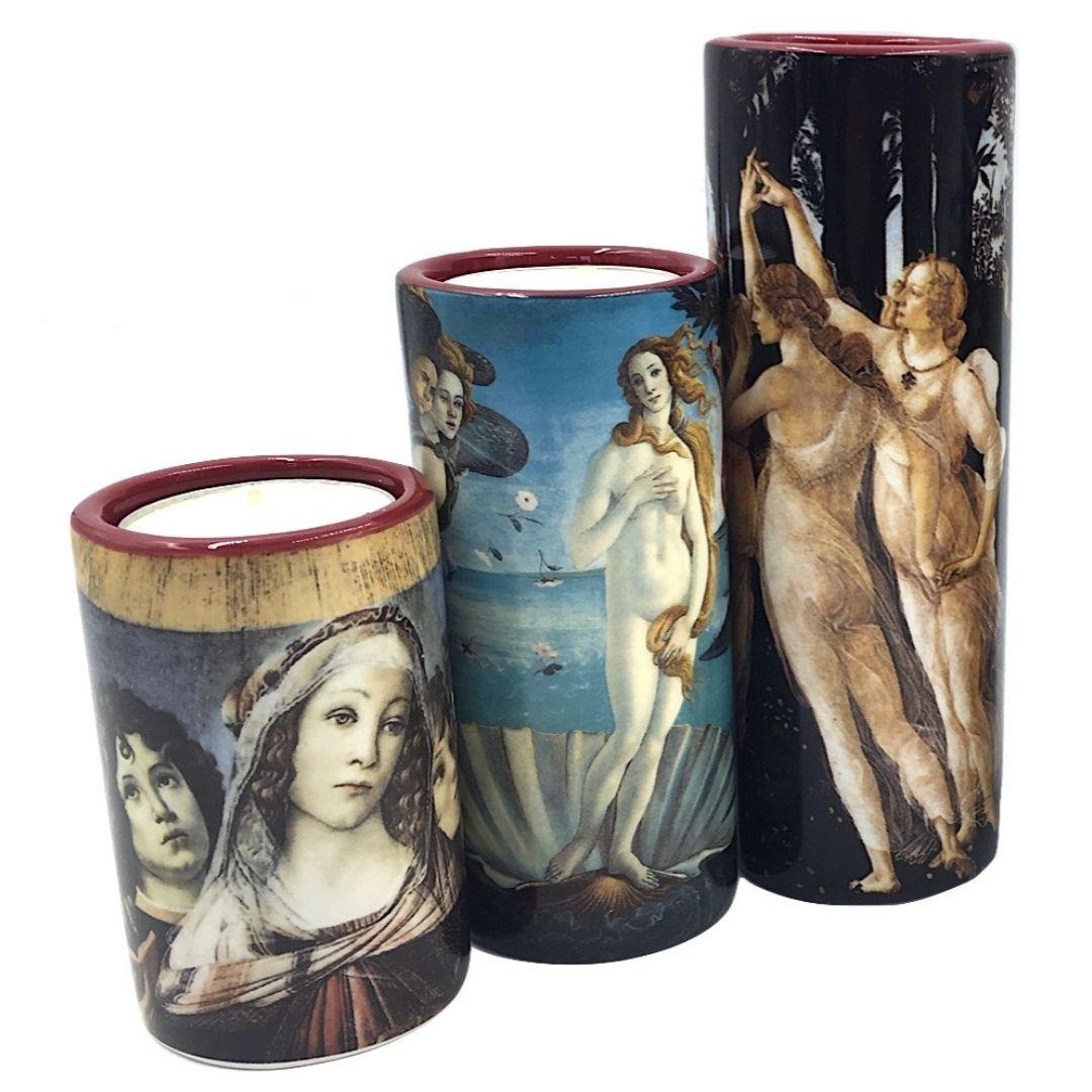 Botticelli Women Venus Three Graces Mary Tealight Ceramic Candleholder Set of Three 5.9H - Museumize.com