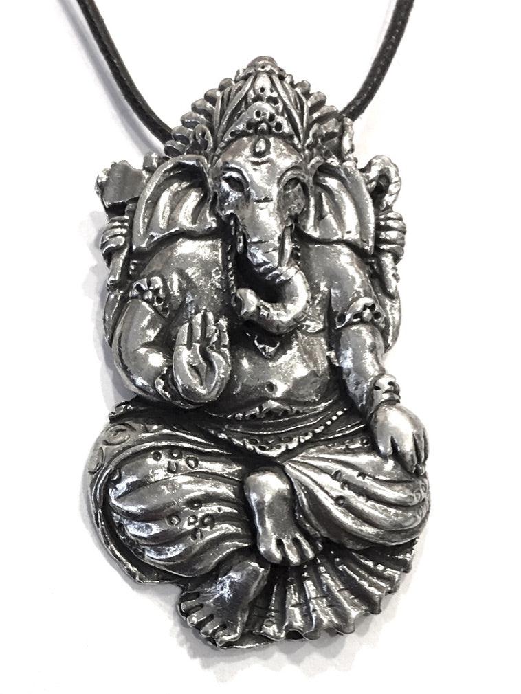 Pewter Elephant Pendant Necklace, Unisex Charm Design with Cord 1.75 in L - Museumize.com