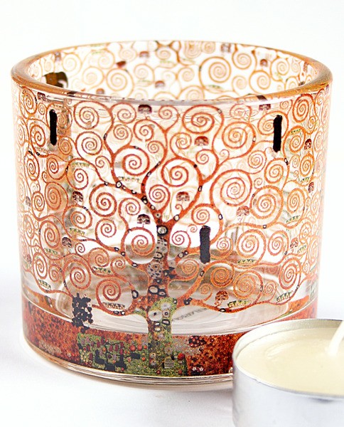 Klimt Expectation Glass Tealight Candleholder 2.3H