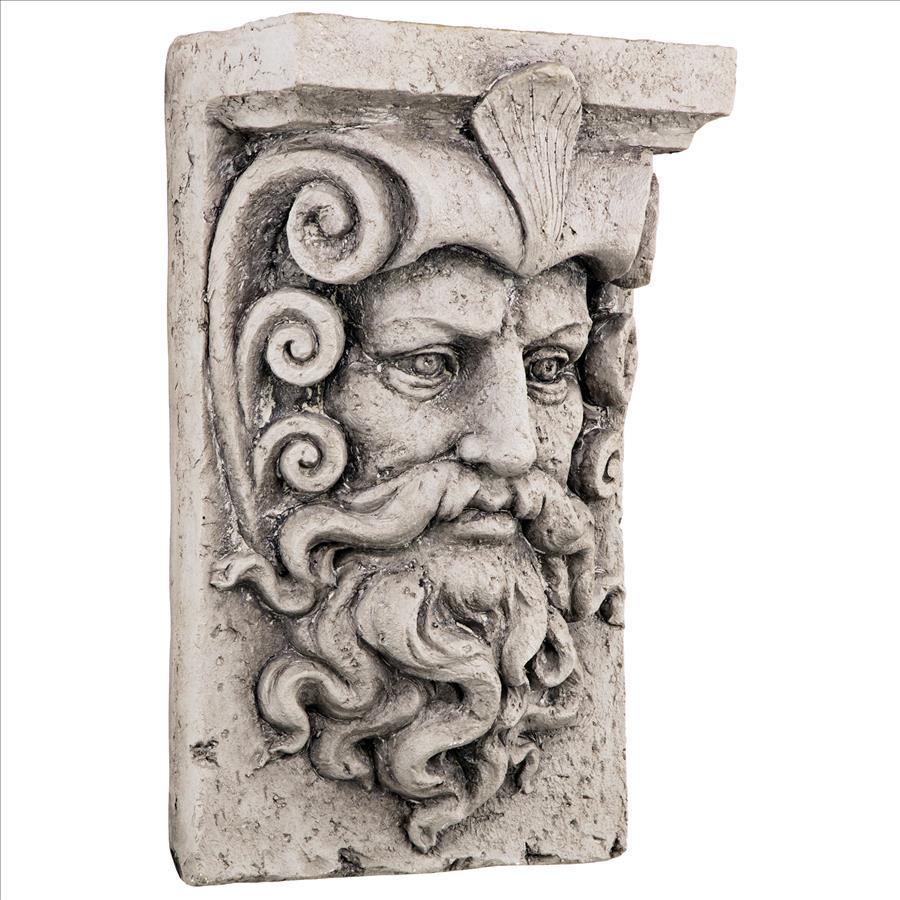 Poseidon Greek God Face Wall Sculpture 17H - Museumize.com