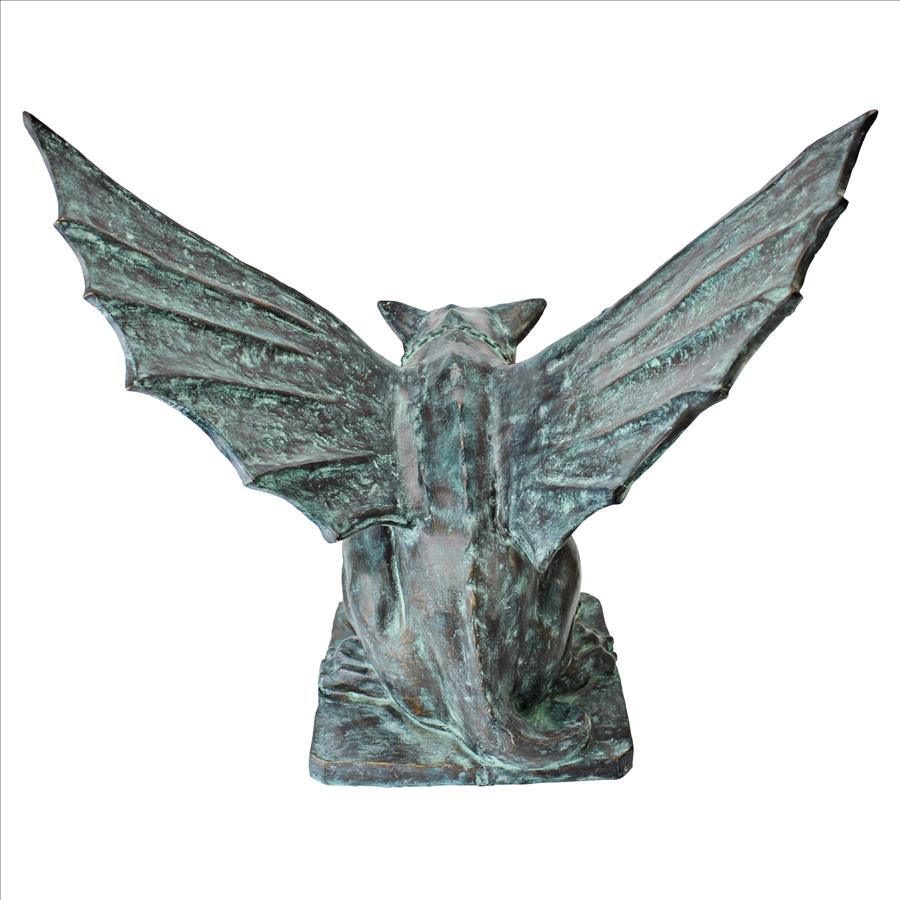 Winged Gargoyle of Naples Medieval Bronze Metal Garden Statue 22H - Museumize.com