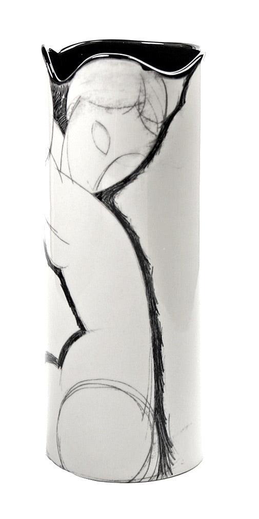 Modigliani Caryatid Female Nude Drawing Modern Art Ceramic Flower Vase 7.5H - Museumize.com