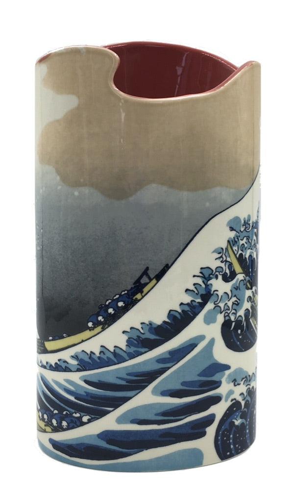 Hokusai Great Wave Off Kanagawa Japanese Ceramic Flower Vase 8.6H - Museumize.com