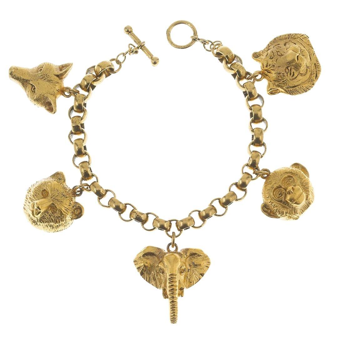 Wildlife Animals Africa Safari Elephant Bear Monkey Tiger Fox Charm Bracelet - Museumize.com