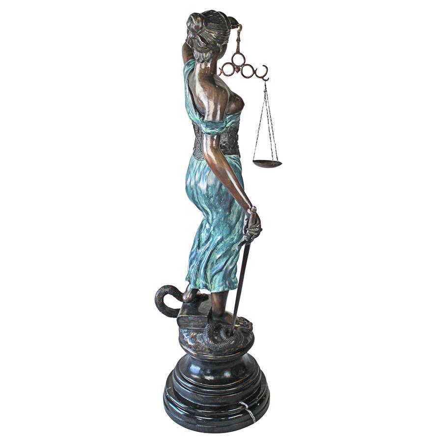 Giant Themis Blind Lady Goddess of Justice Lawyer Bronze Statue 56H - Museumize.com