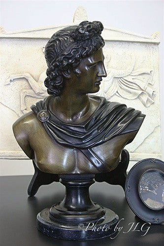 Apollo Belvedere Bronze Bust, Lost Wax Bronze 13H - Museumize.com