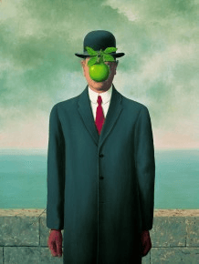 Bowler Hat Man with Green Apple Son of Man Statue by Magritte, Assorted Sizes - Museumize.com